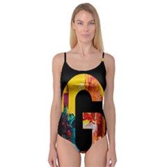 Abstract, Dark Background, Black, Typography,g Camisole Leotard 