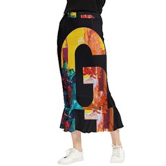 Abstract, Dark Background, Black, Typography,g Maxi Fishtail Chiffon Skirt