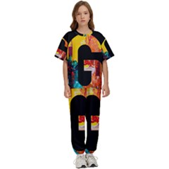 Abstract, Dark Background, Black, Typography,g Kids  T-shirt And Pants Sports Set by nateshop