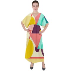 Bicycle, Geometric Figures, Art, V-neck Boho Style Maxi Dress