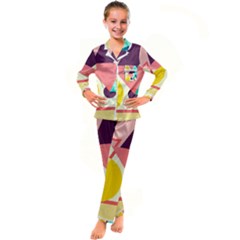 Bicycle, Geometric Figures, Art, Kids  Satin Long Sleeve Pajamas Set