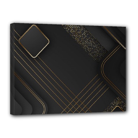 Black Background With Gold Lines Canvas 16  X 12  (stretched)