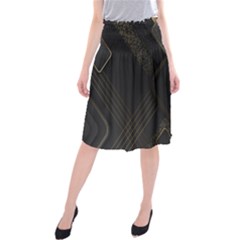 Black Background With Gold Lines Midi Beach Skirt by nateshop