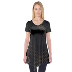 Black Background With Gold Lines Short Sleeve Tunic 