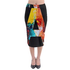 Bstract, Dark Background, Black, Typography,a Midi Pencil Skirt