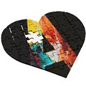 Bstract, Dark Background, Black, Typography,a Wooden Puzzle Heart View3