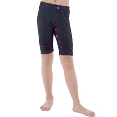 Butterflies, Abstract Design, Pink Black Kids  Mid Length Swim Shorts