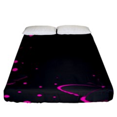 Butterflies, Abstract Design, Pink Black Fitted Sheet (california King Size) by nateshop