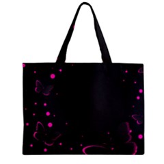 Butterflies, Abstract Design, Pink Black Zipper Mini Tote Bag