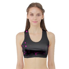 Butterflies, Abstract Design, Pink Black Sports Bra with Border