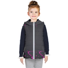 Butterflies, Abstract Design, Pink Black Kids  Hooded Puffer Vest