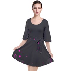 Butterflies, Abstract Design, Pink Black Velour Kimono Dress