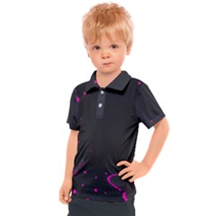 Butterflies, Abstract Design, Pink Black Kids  Polo T-shirt
