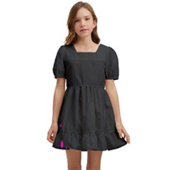 Butterflies, Abstract Design, Pink Black Kids  Short Sleeve Dolly Dress