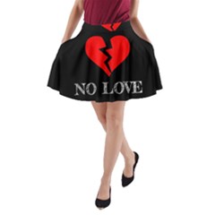 No Love, Broken, Emotional, Heart, Hope A-line Pocket Skirt