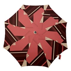 Retro Abstract Background, Brown-pink Geometric Background Hook Handle Umbrellas (large) by nateshop