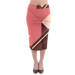 Retro Abstract Background, Brown-pink Geometric Background Midi Pencil Skirt