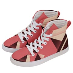 Retro Abstract Background, Brown-pink Geometric Background Women s Hi-top Skate Sneakers by nateshop