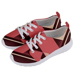 Retro Abstract Background, Brown-pink Geometric Background Women s Lightweight Sports Shoes by nateshop