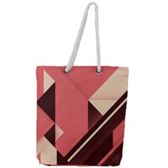 Retro Abstract Background, Brown-pink Geometric Background Full Print Rope Handle Tote (large) by nateshop