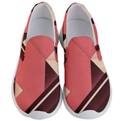 Retro Abstract Background, Brown-pink Geometric Background Men s Lightweight Slip Ons by nateshop