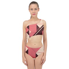 Retro Abstract Background, Brown-pink Geometric Background Spliced Up Two Piece Swimsuit by nateshop