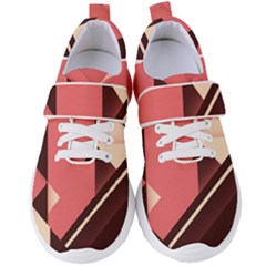 Retro Abstract Background, Brown-pink Geometric Background Women s Velcro Strap Shoes by nateshop