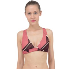 Retro Abstract Background, Brown-pink Geometric Background Classic Banded Bikini Top by nateshop