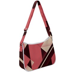 Retro Abstract Background, Brown-pink Geometric Background Zip Up Shoulder Bag