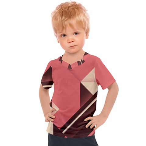 Retro Abstract Background, Brown-pink Geometric Background Kids  Sports T-shirt by nateshop