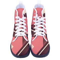 Retro Abstract Background, Brown-pink Geometric Background Men s High-top Canvas Sneakers by nateshop