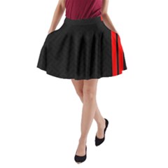Abstract Black & Red, Backgrounds, Lines A-line Pocket Skirt