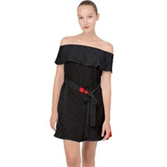 Abstract Black & Red, Backgrounds, Lines Off Shoulder Chiffon Dress by nateshop