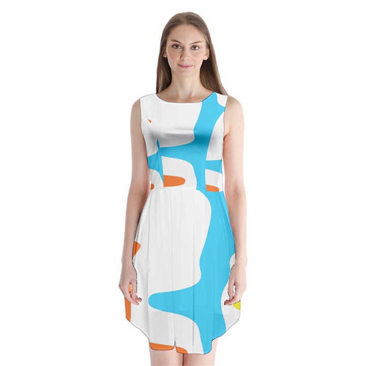 Warp Lines Colorful Multicolor Sleeveless Chiffon Dress  