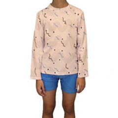 Lines Dots Pattern Abstract Art Kids  Long Sleeve Swimwear