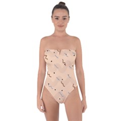 Lines Dots Pattern Abstract Art Tie Back One Piece Swimsuit