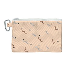 Lines Dots Pattern Abstract Art Canvas Cosmetic Bag (medium)