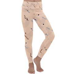 Lines Dots Pattern Abstract Art Kids  Lightweight Velour Classic Yoga Leggings by Cemarart