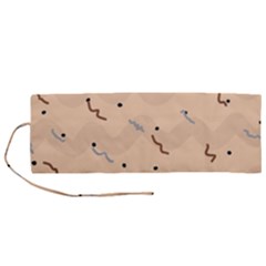 Lines Dots Pattern Abstract Art Roll Up Canvas Pencil Holder (m) by Cemarart