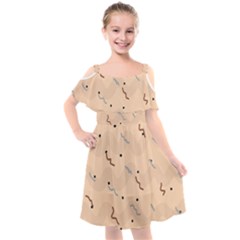 Lines Dots Pattern Abstract Art Kids  Cut Out Shoulders Chiffon Dress