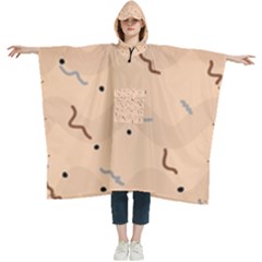 Lines Dots Pattern Abstract Art Women s Hooded Rain Ponchos