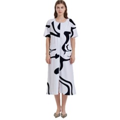 Black And White Swirl Background Women s Cotton Short Sleeve Nightgown