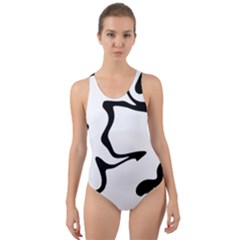 Black And White Swirl Background Cut-out Back One Piece Swimsuit