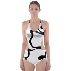 Black And White Swirl Background Cut-out One Piece Swimsuit