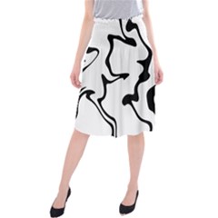 Black And White Swirl Background Midi Beach Skirt