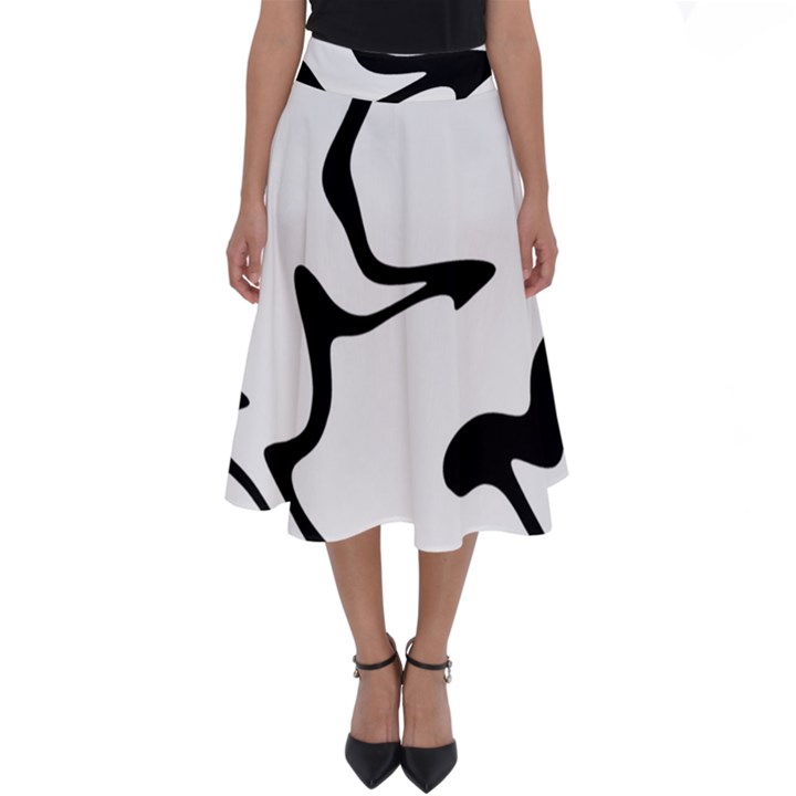 Black And White Swirl Background Perfect Length Midi Skirt