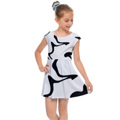 Black And White Swirl Background Kids  Cap Sleeve Dress