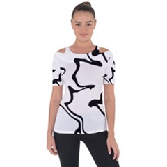 Black And White Swirl Background Shoulder Cut Out Short Sleeve Top