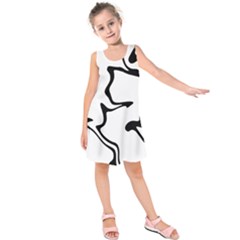 Black And White Swirl Background Kids  Sleeveless Dress by Cemarart