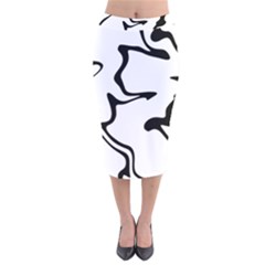 Black And White Swirl Background Velvet Midi Pencil Skirt